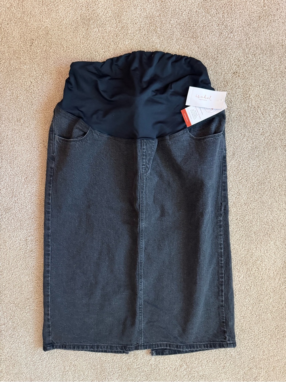 NWT Maternity Black Denim Maternity Skirt with Stretch Waistband